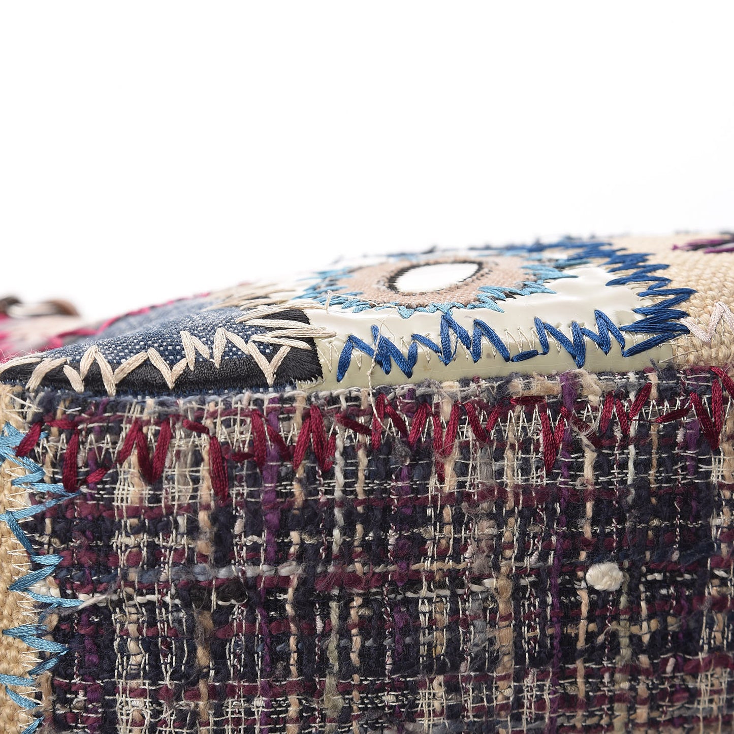 Denim Tweed Patchwork Jumbo Single Flap Multicolor