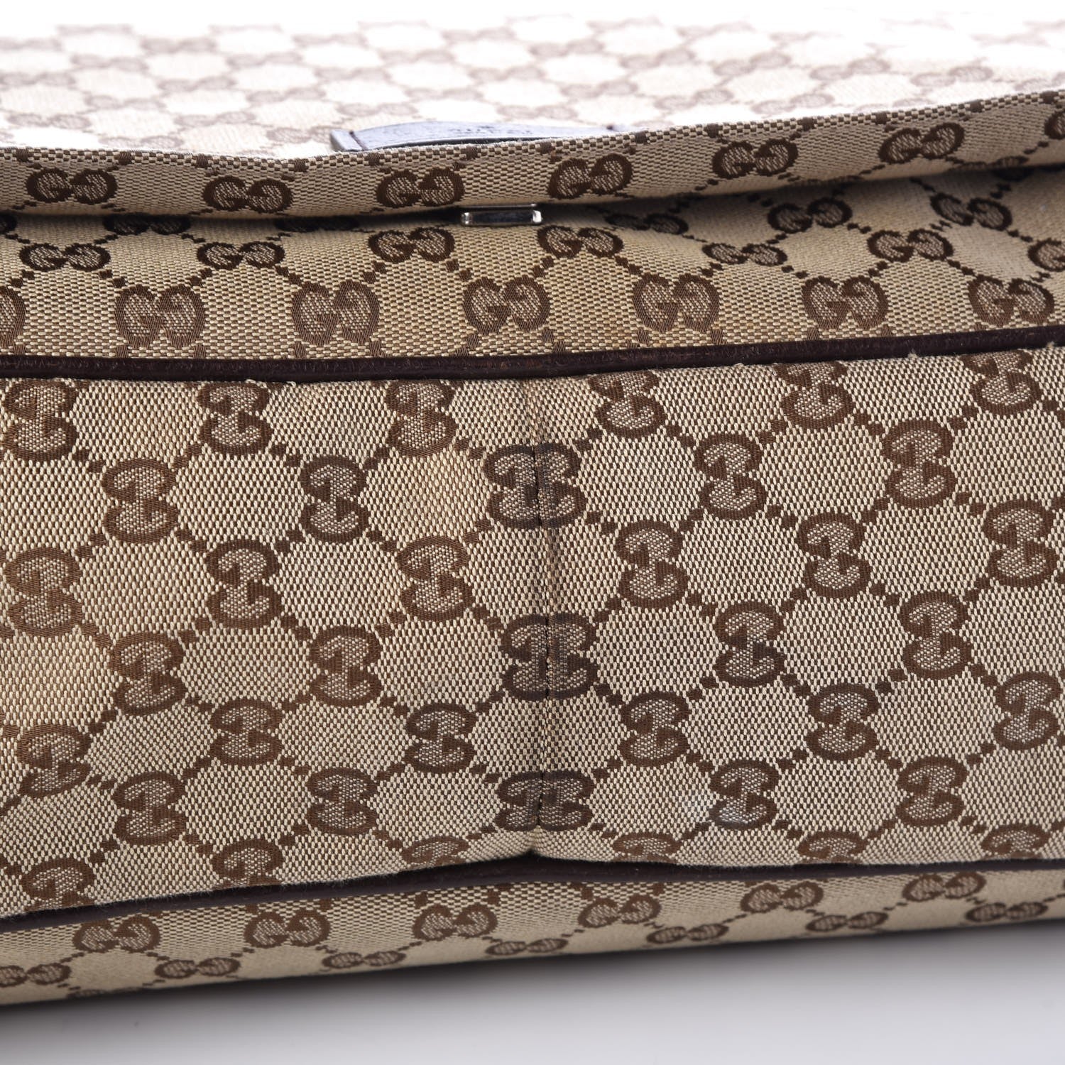 Gucci Monogram Large Flap Messenger Bag Beige Dark Brown 9 of 10