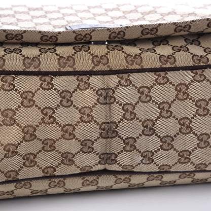 Gucci Monogram Large Flap Messenger Bag Beige Dark Brown 9 of 10