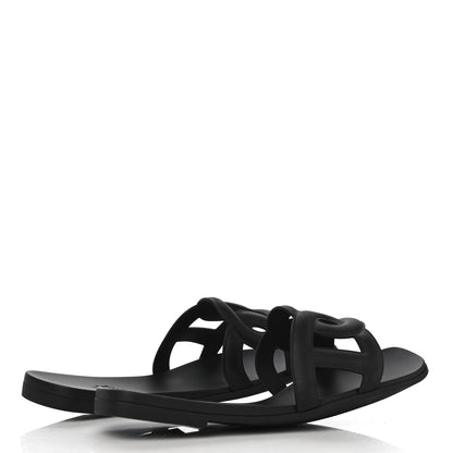 Hermes Rubber Aloha Sandals 38 Black 3 of 9