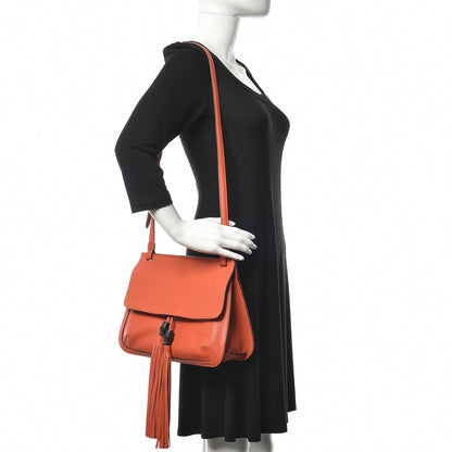 Gucci Cellarius Calfskin Medium Bamboo Daily Flap Shoulder Bag New Dark Orange 2 of 10