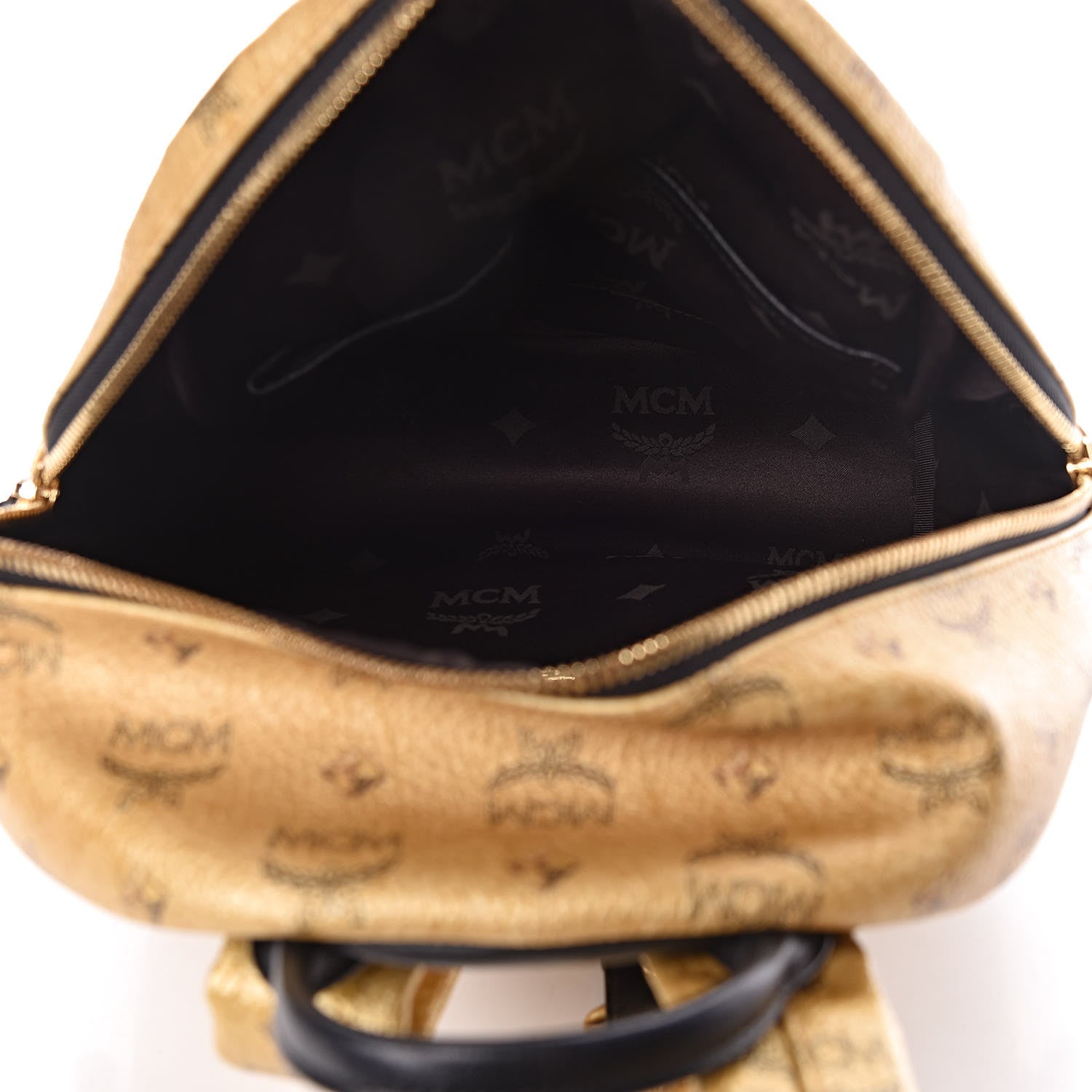 MCM Metallic Visetos Studded Small Dual Stark Backpack Gold 5 of 12