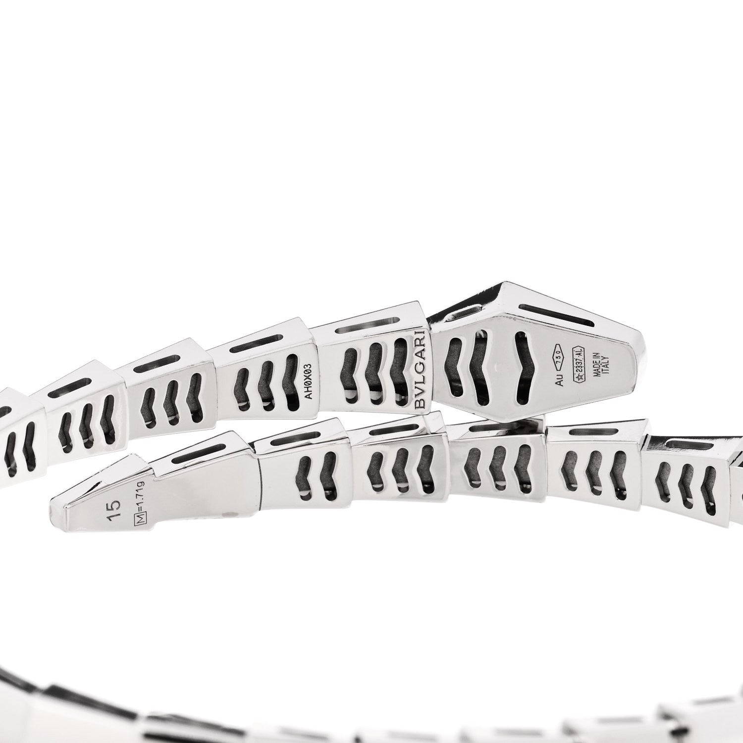 Bulgari 18K White Gold Diamond Serpenti Viper Bracelet 15 3 of 4