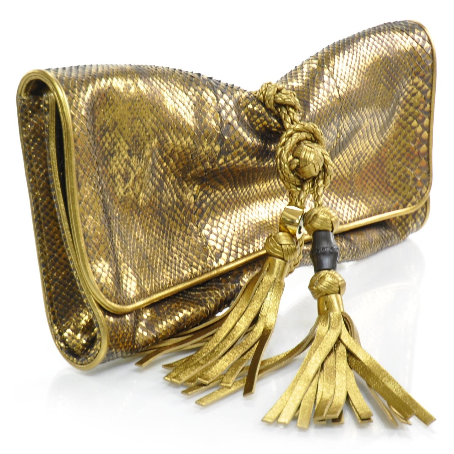 Metallic Python Malika Clutch Gold