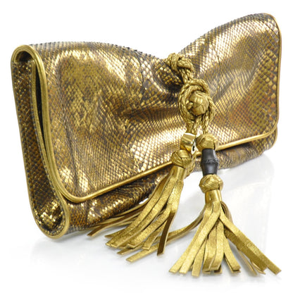 Gucci Metallic Python Malika Clutch Gold 3 of 8