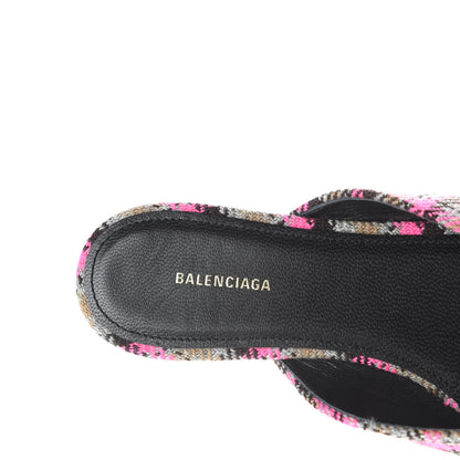 Balenciaga Wool Check Pointed Toe Flat Mules 35 Grey Pink 8 of 10