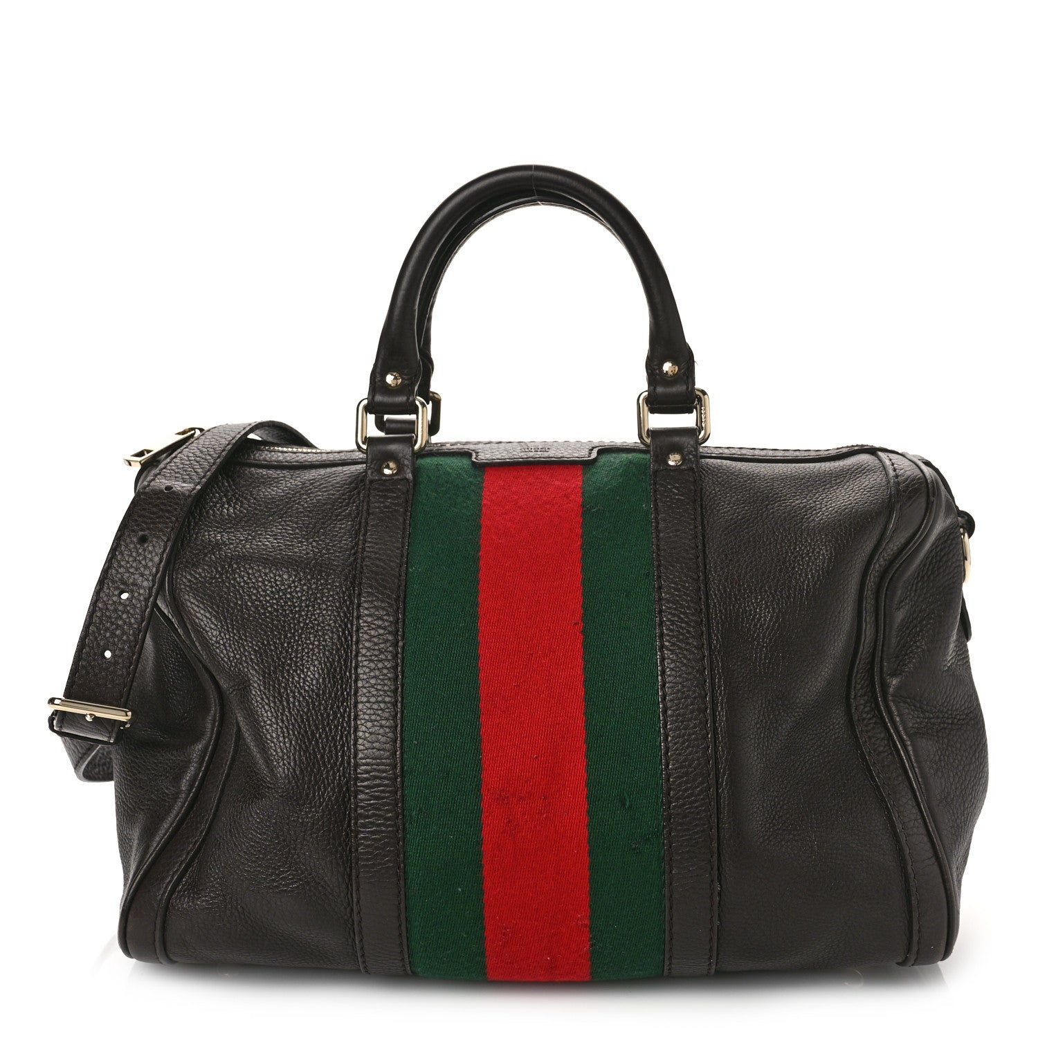 Gucci Calfskin Vintage Web Medium Boston Dark Brown 1 of 13