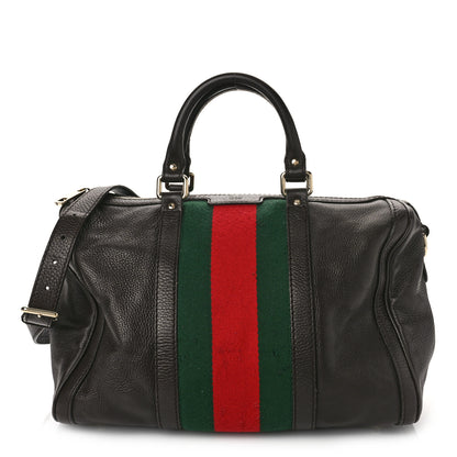Gucci Calfskin Vintage Web Medium Boston Dark Brown 1 of 13