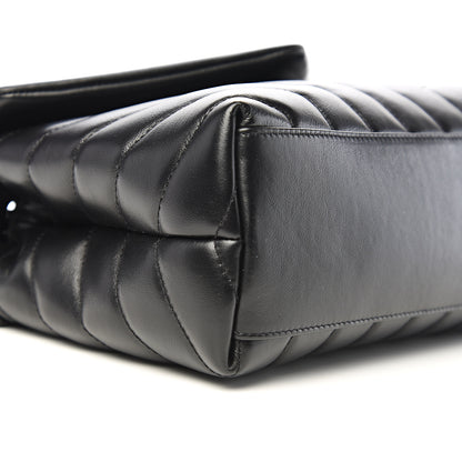 Saint Laurent Calfskin Y Quilted Monogram Small Loulou Chain Satchel Black 7 of 9