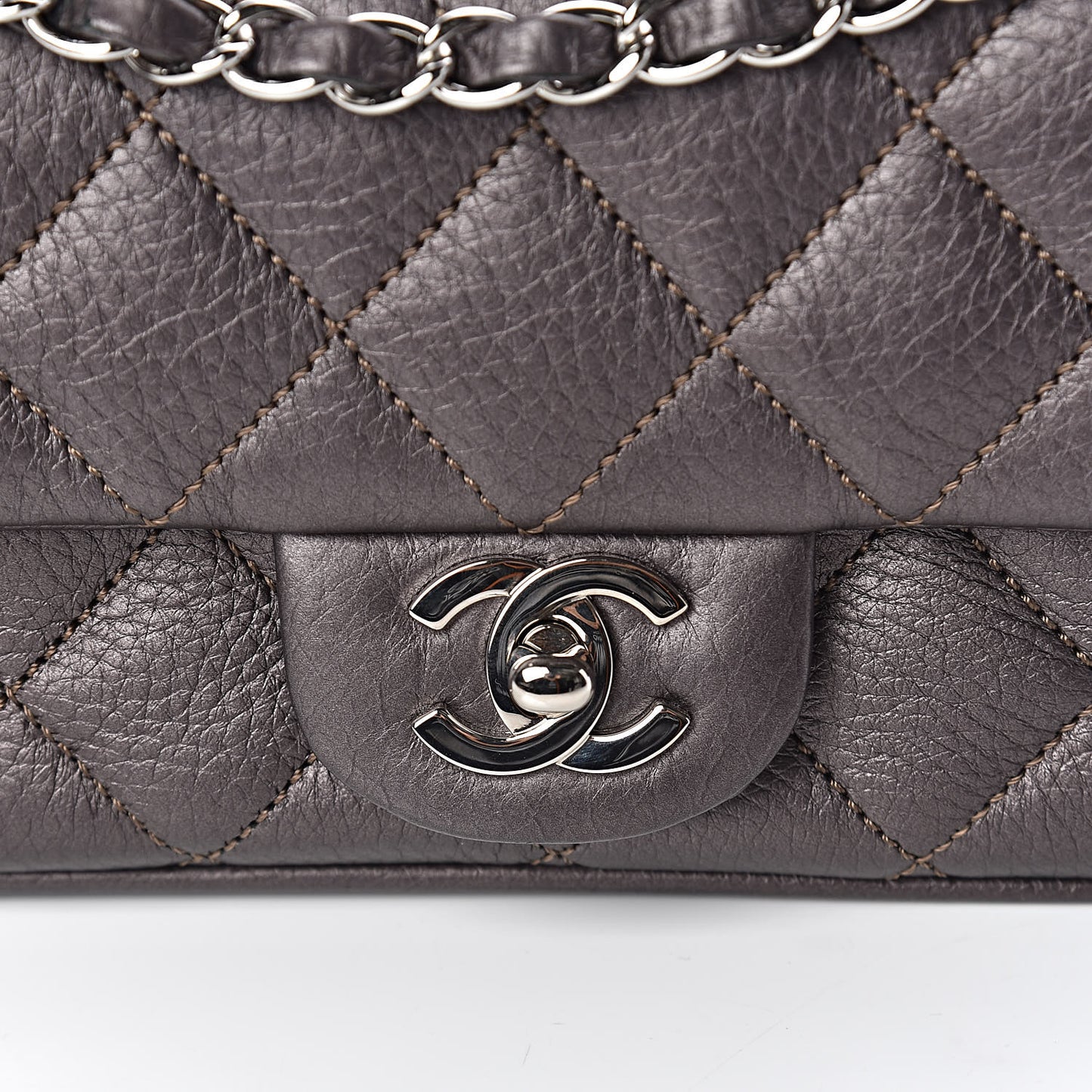 Deerskin Quilted East West Flap Brown
