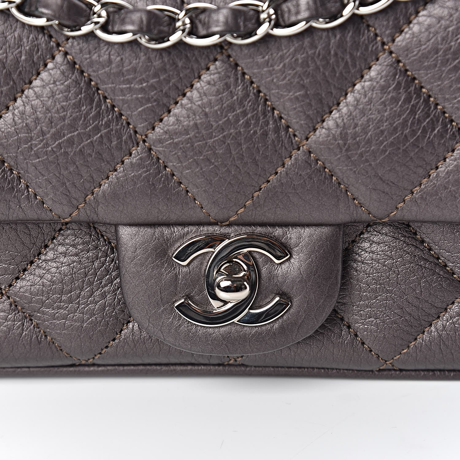 Chanel Deerskin Quilted East West Flap Brown 10 of 11
