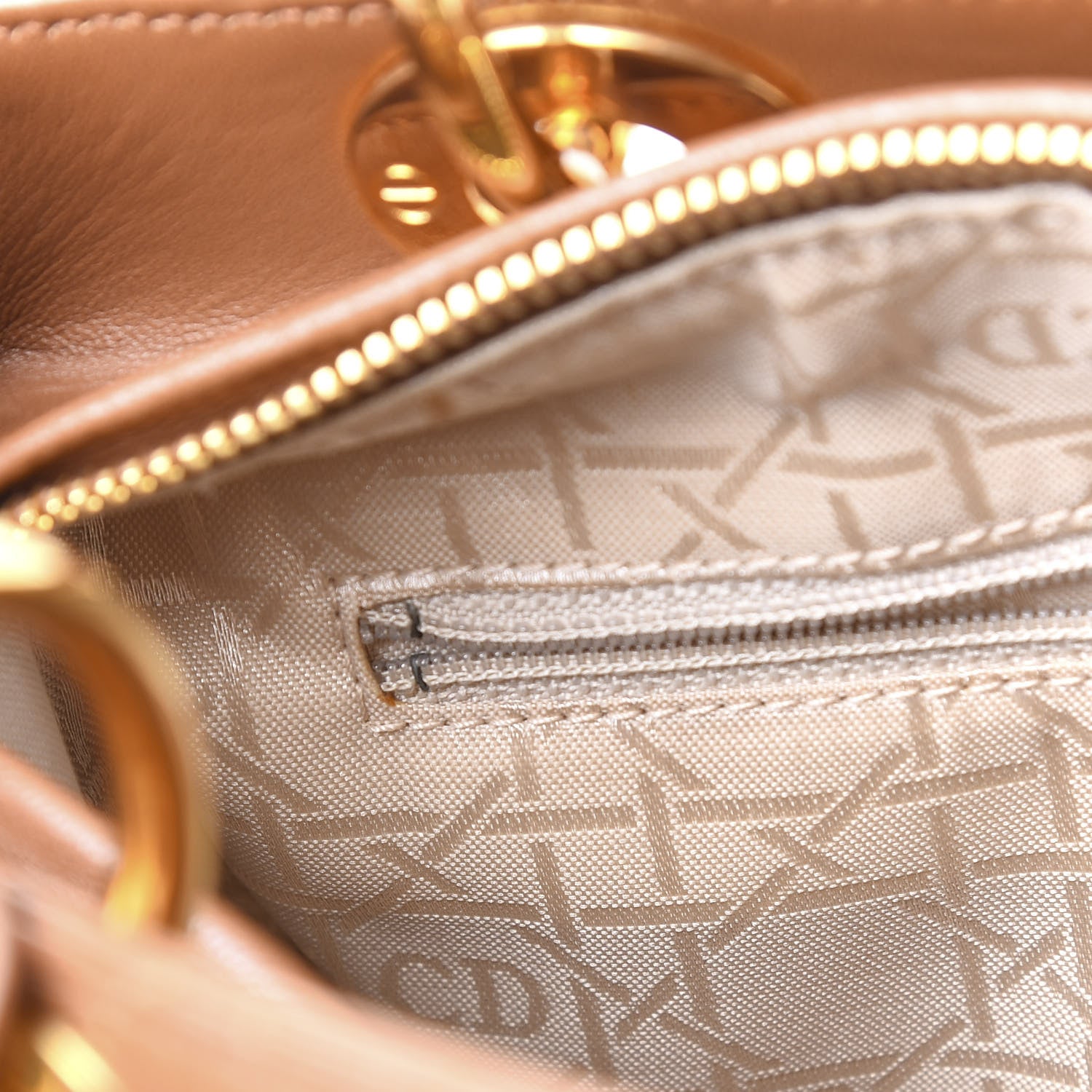 Christian Dior Lambskin Cannage Medium Lady Dior Tan 11 of 11