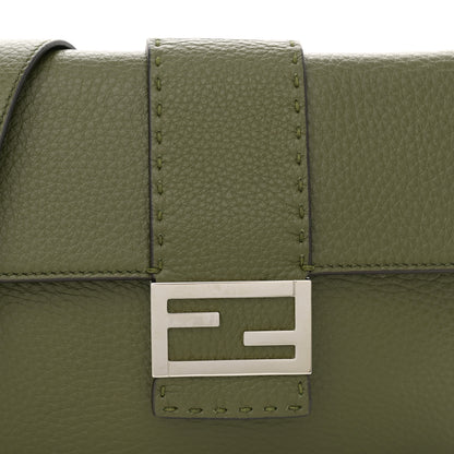 Fendi Cuoio Romano Selleria Medium Flat Baguette Oliva 9 of 12
