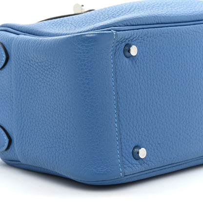 Hermes Taurillon Clemence Mini Lindy 20 Mykonos 8 of 10