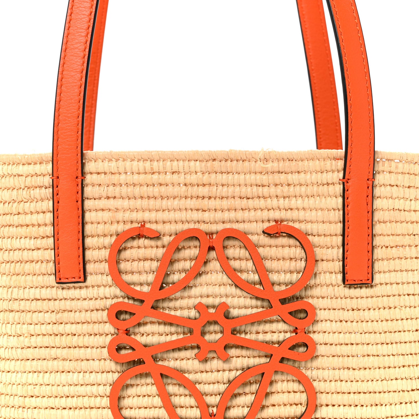 Raffia Square Mini Anagram Basket Tote Bag Natural