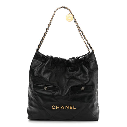 Chanel Shiny Calfskin Double Pocket Quilted Chanel 22 Black 1 of 11