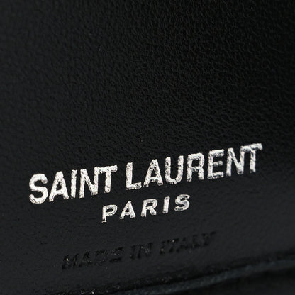 Saint Laurent Lambskin Y Quilted Monogram Compact Loulou Wallet Black 6 of 7