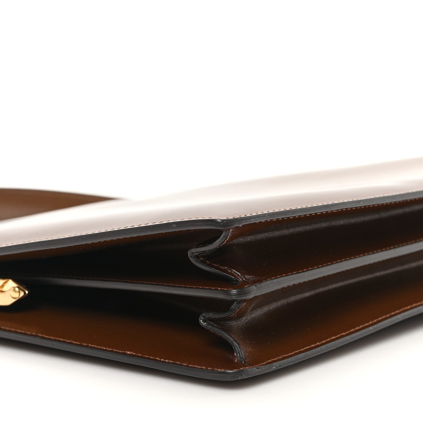 Patina Box Calfskin Medium Clasp Bag Camel