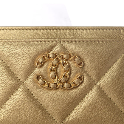 Chanel Metallic Goatskin Quilted Chanel 19 Card Holder Gold 6 of 7