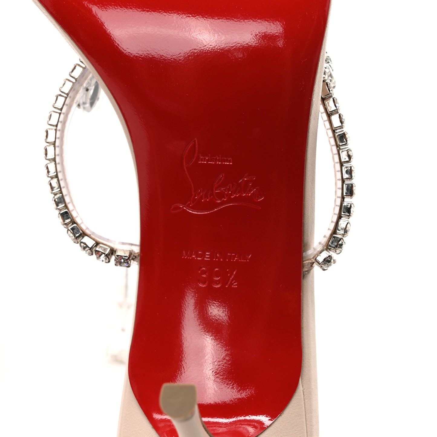 Calfskin PVC Crystal Just Queen 70 Sandals 39.5 Leche