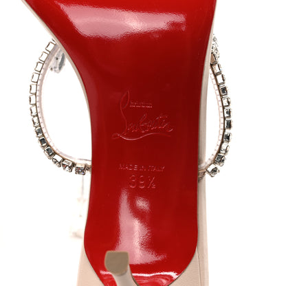 Christian Louboutin Calfskin PVC Crystal Just Queen 70 Sandals 39.5 Leche 7 of 9