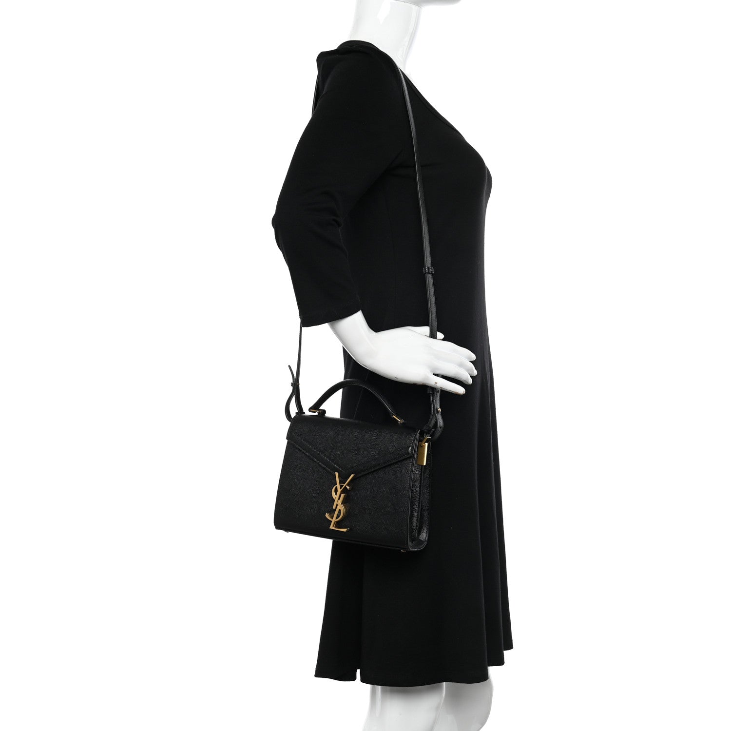 Saint Laurent Grain de Poudre Mini Classic Monogram Cassandra Top Handle Black 2 of 9