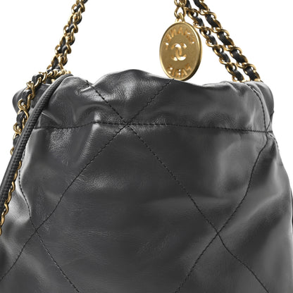 Chanel Shiny Calfskin Quilted Mini Chanel 22 Dark Grey 14 of 21