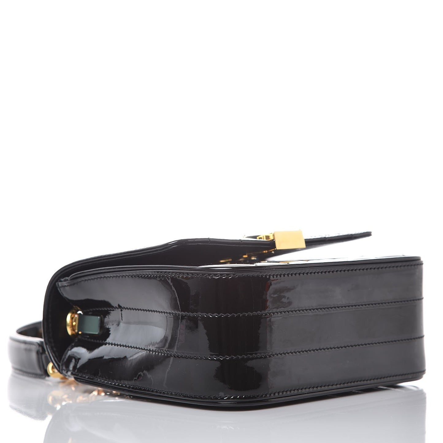 Patent Calfskin Matelasse Monogram Small Vicky Chain Bag Black