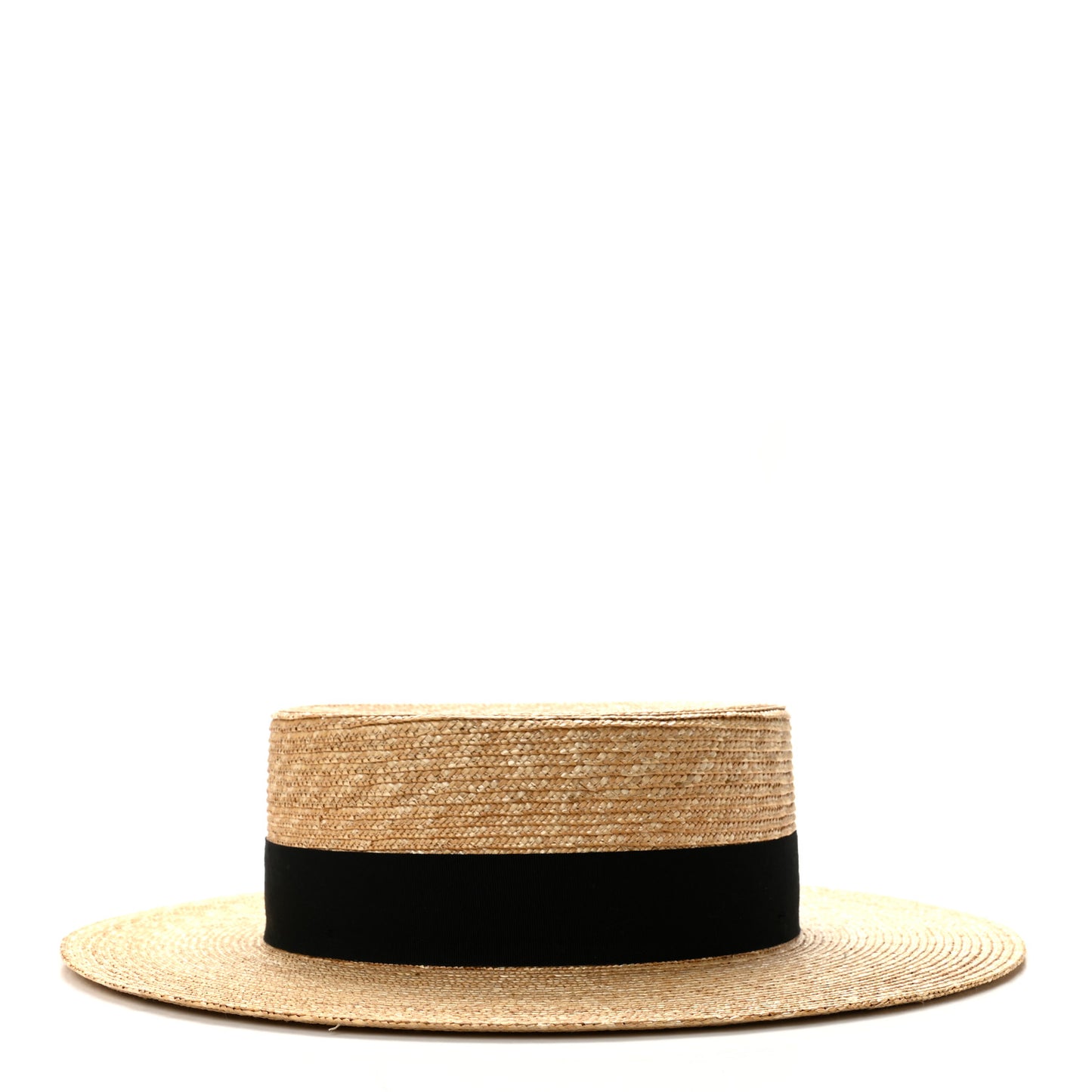Glittered Straw Grosgrain Wide Brim Hat XL Gold Black