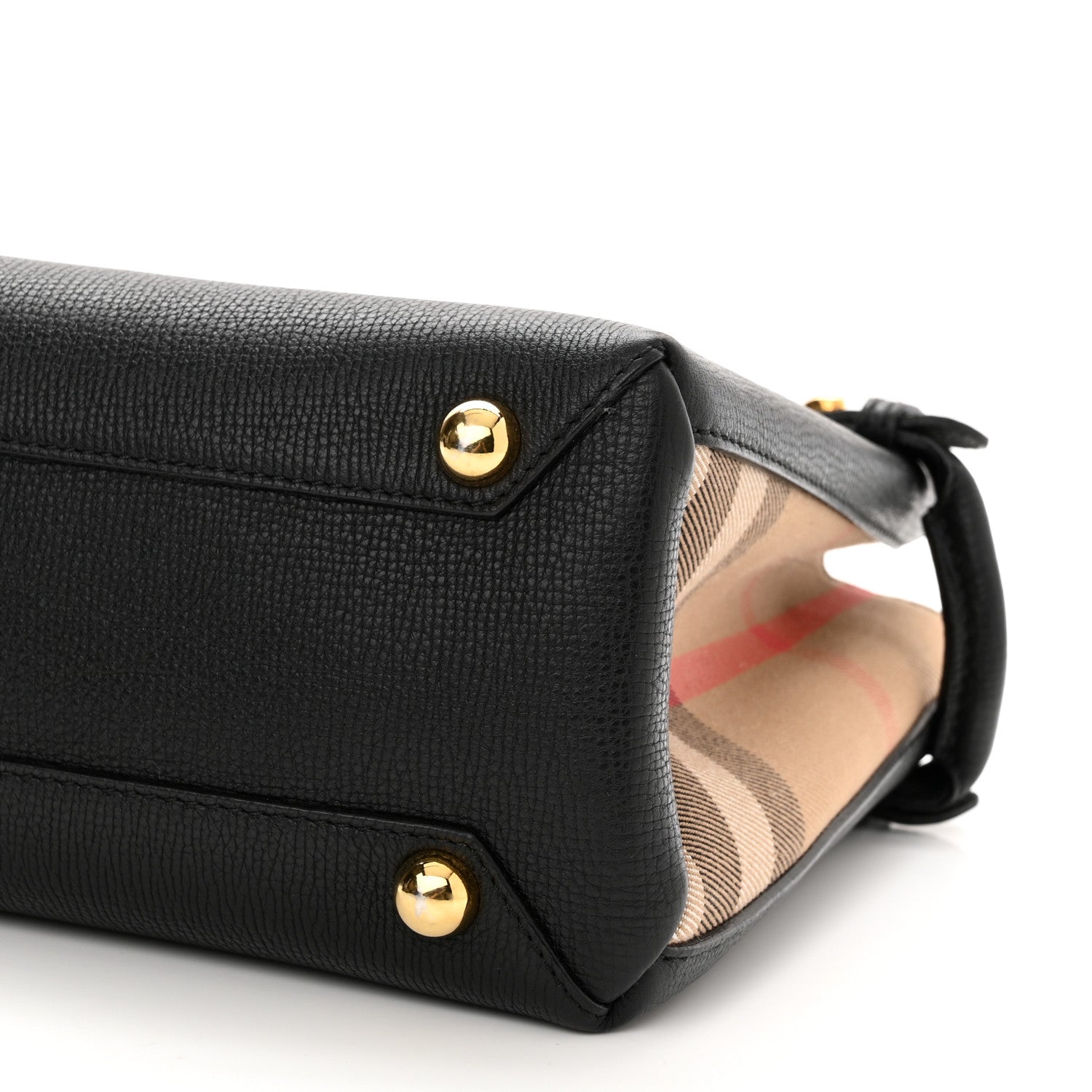 Burberry Derby Calfskin House Check Small Banner Tote Black 9 of 16