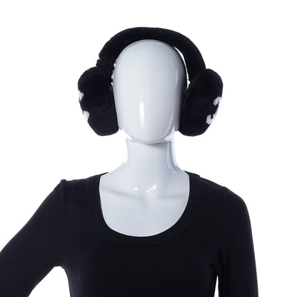 Chanel Shearling CC Ear Muffs Black White 3 of 4