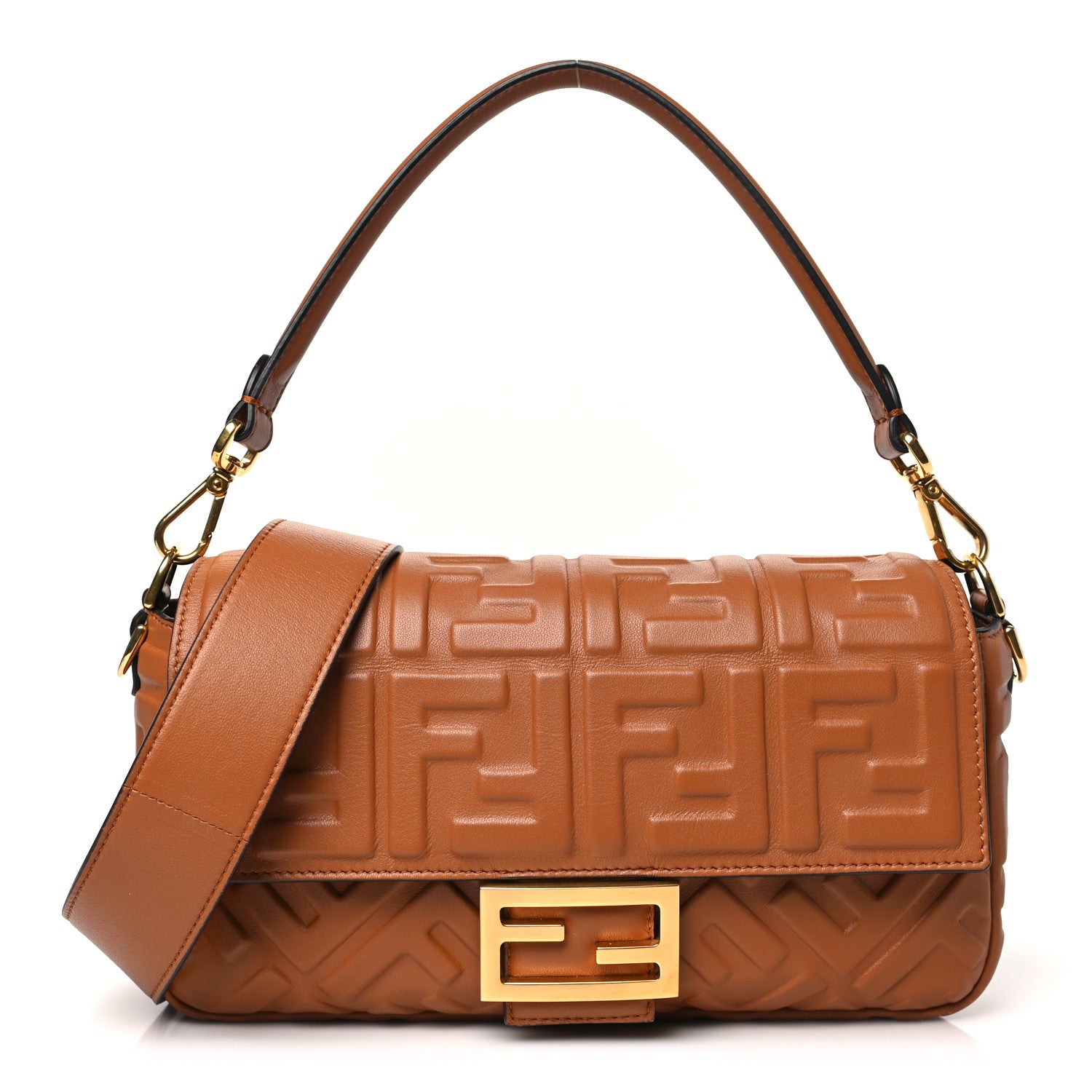 Fendi Nappa FF 1974 Embossed Baguette Coloniale 1 of 11