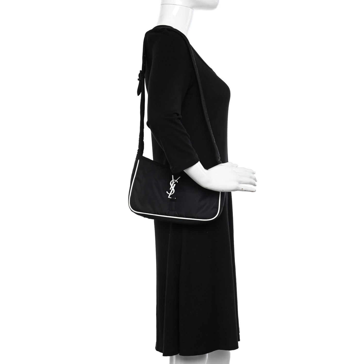Saint Laurent Econyl Nylon Le 5 A 7 Hobo Black White 2 of 10
