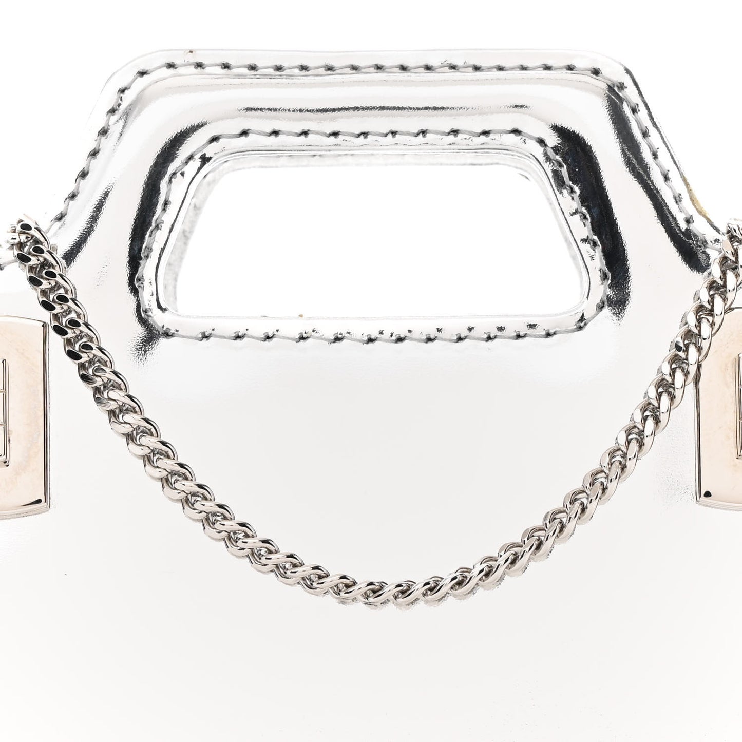 Metallic Brushed Calfskin Micro Wanda Top Handle Bag Argento