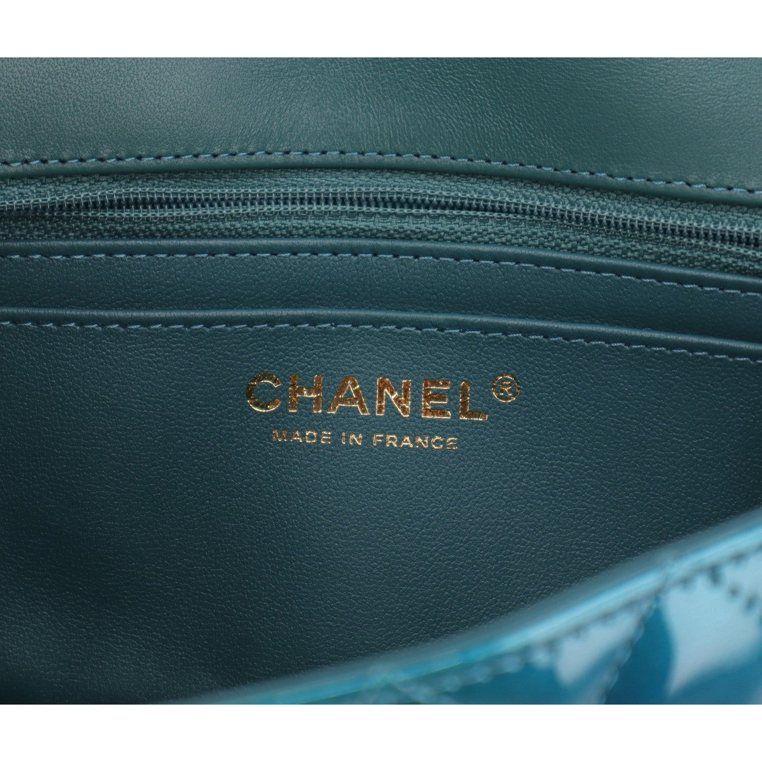 Chanel Shaded Patent Calfskin Quilted Mini Rectangular Flap Green Blue 7 of 11