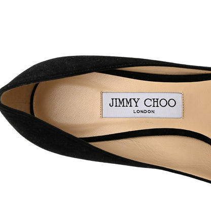 Jimmy Choo Suede Logo Bow Tegan 60 Pumps 39 Black Chalk 5 of 8