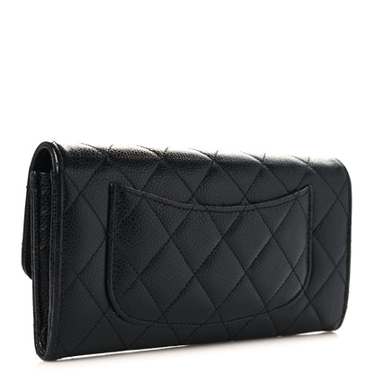 Chanel Caviar Quilted Large Gusset Flap Wallet Black 3 of 9