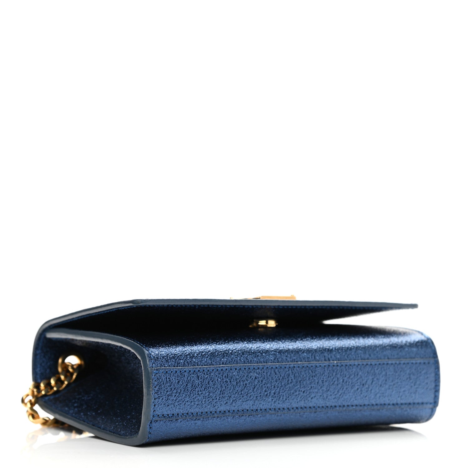 Saint Laurent Metallic Calfskin Small Monogram Kate Satchel Navy 4 of 9