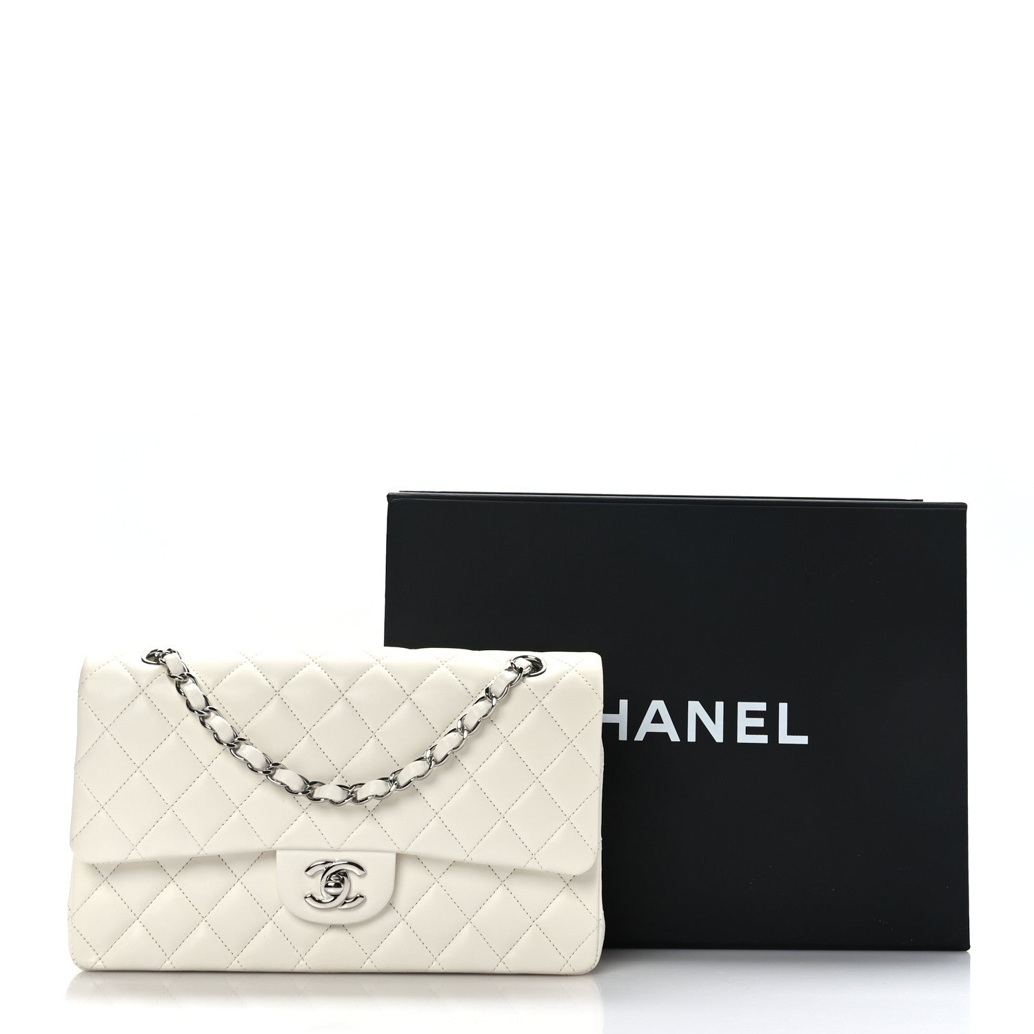 Chanel Lambskin Quilted Medium Double Flap White 10 of 10