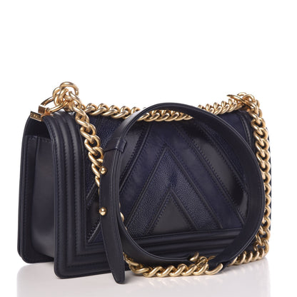 Chanel Caviar Suede Calfskin Chevron New Medium Boy Flap Navy 2 of 12