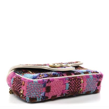 Gucci Tweed Calfskin Spicy Check Super Mini GG Marmont Shoulder Bag Pink Multicolor Mystic White 4 of 10