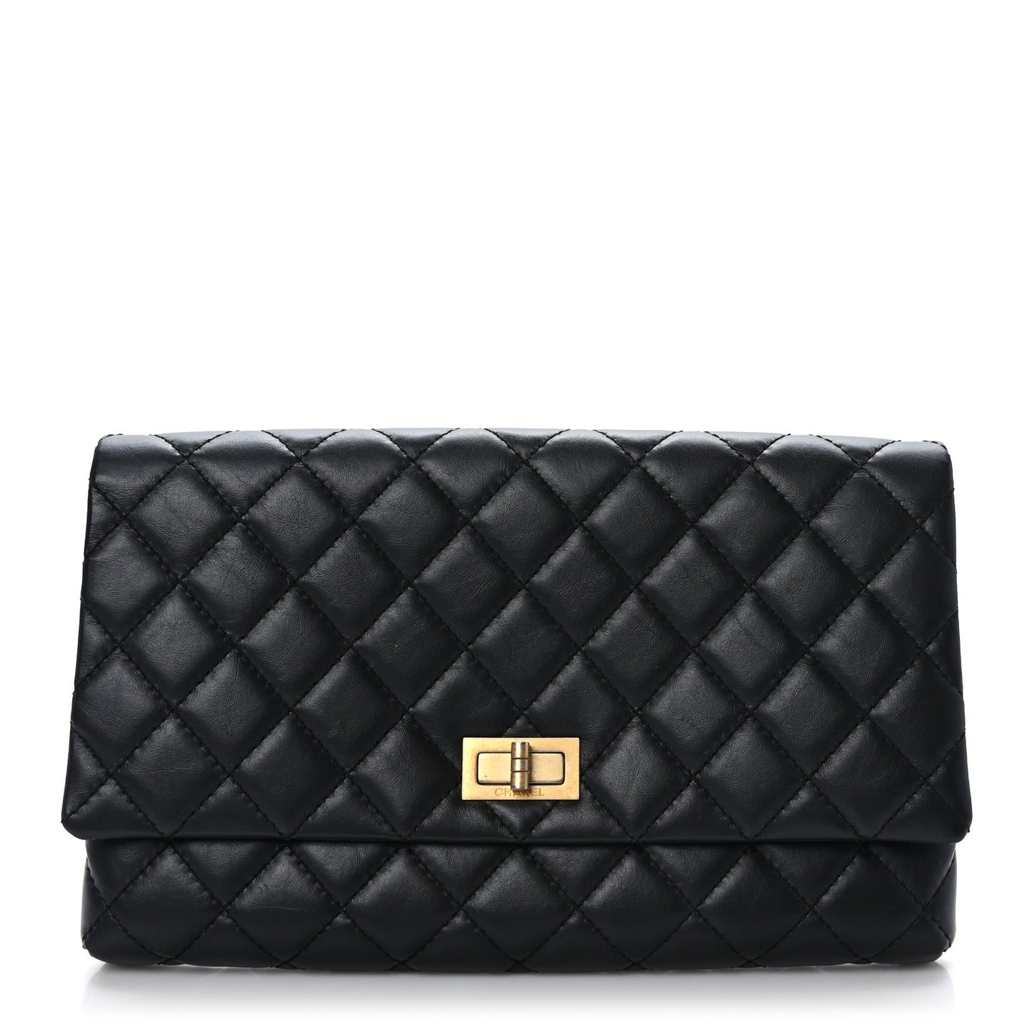 Aged Calfskin Quilted Reissue 2.55 Clutch Black