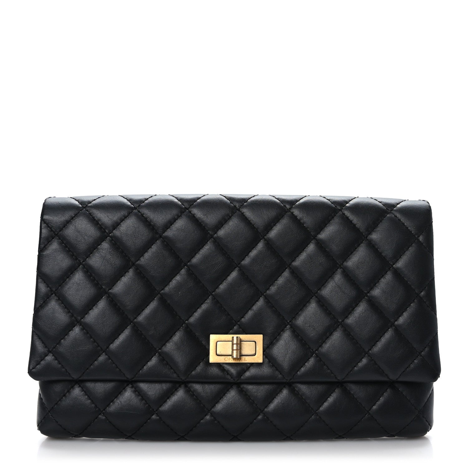 Chanel Aged Calfskin Quilted Reissue 2.55 Clutch Black 1 of 9