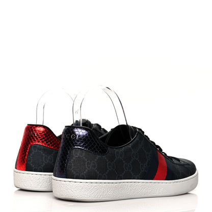 Gucci GG Supreme Monogram Ayers Web Mens New Ace Sneakers 8 Black 4 of 13
