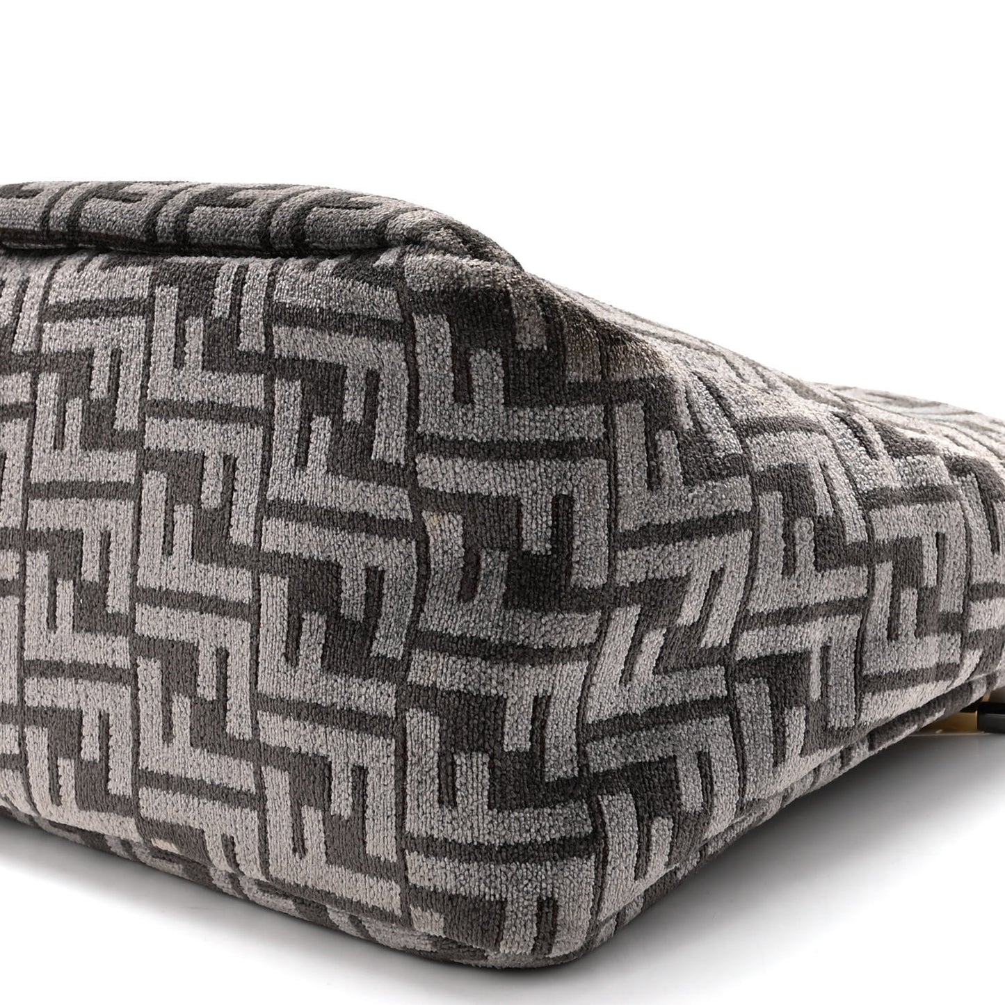 Chenille Vitello Seta Plexiglass FF Fendi O'Lock Zipper Anthracite Asfalto