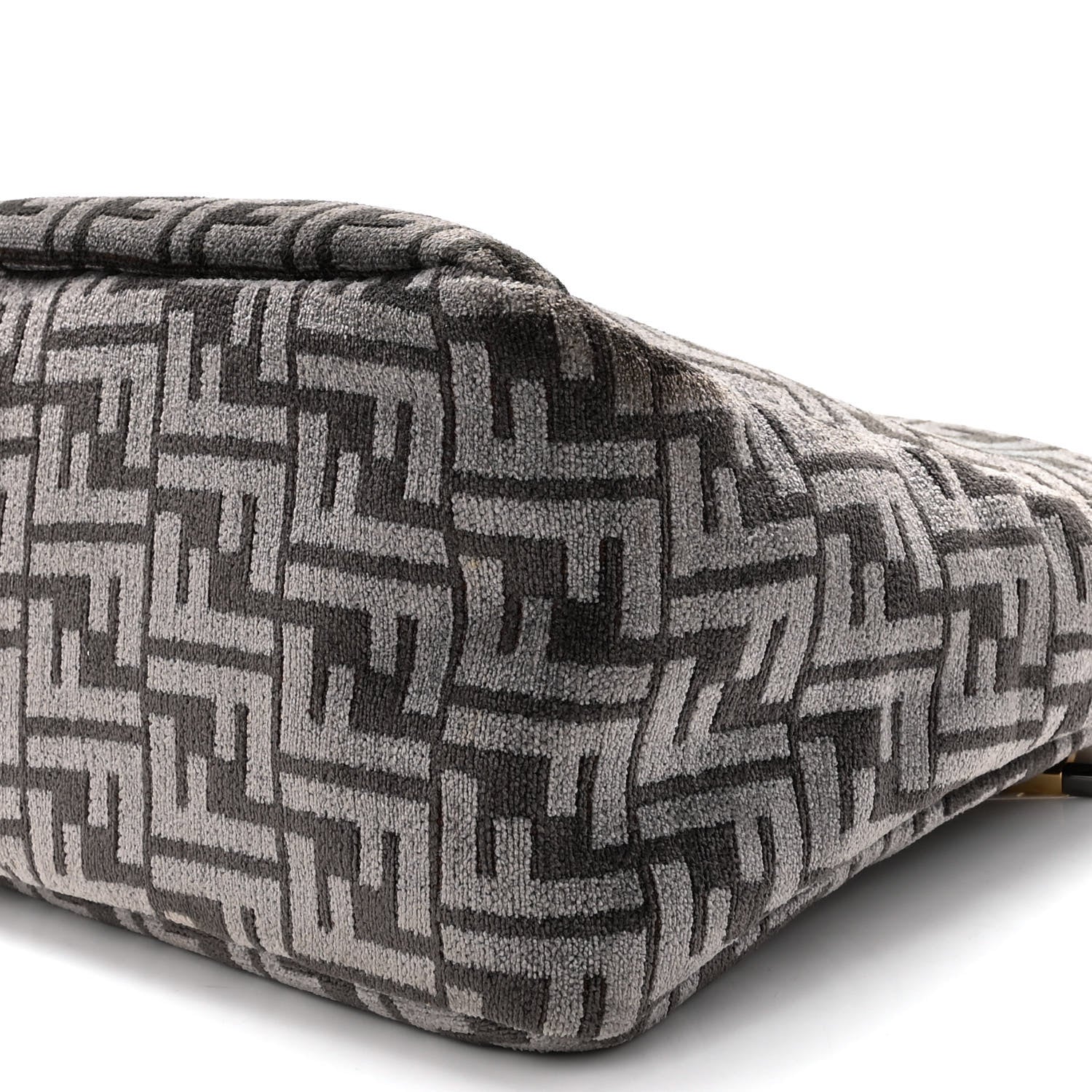 Fendi Chenille Vitello Seta Plexiglass FF Fendi O'Lock Zipper Anthracite Asfalto 9 of 9