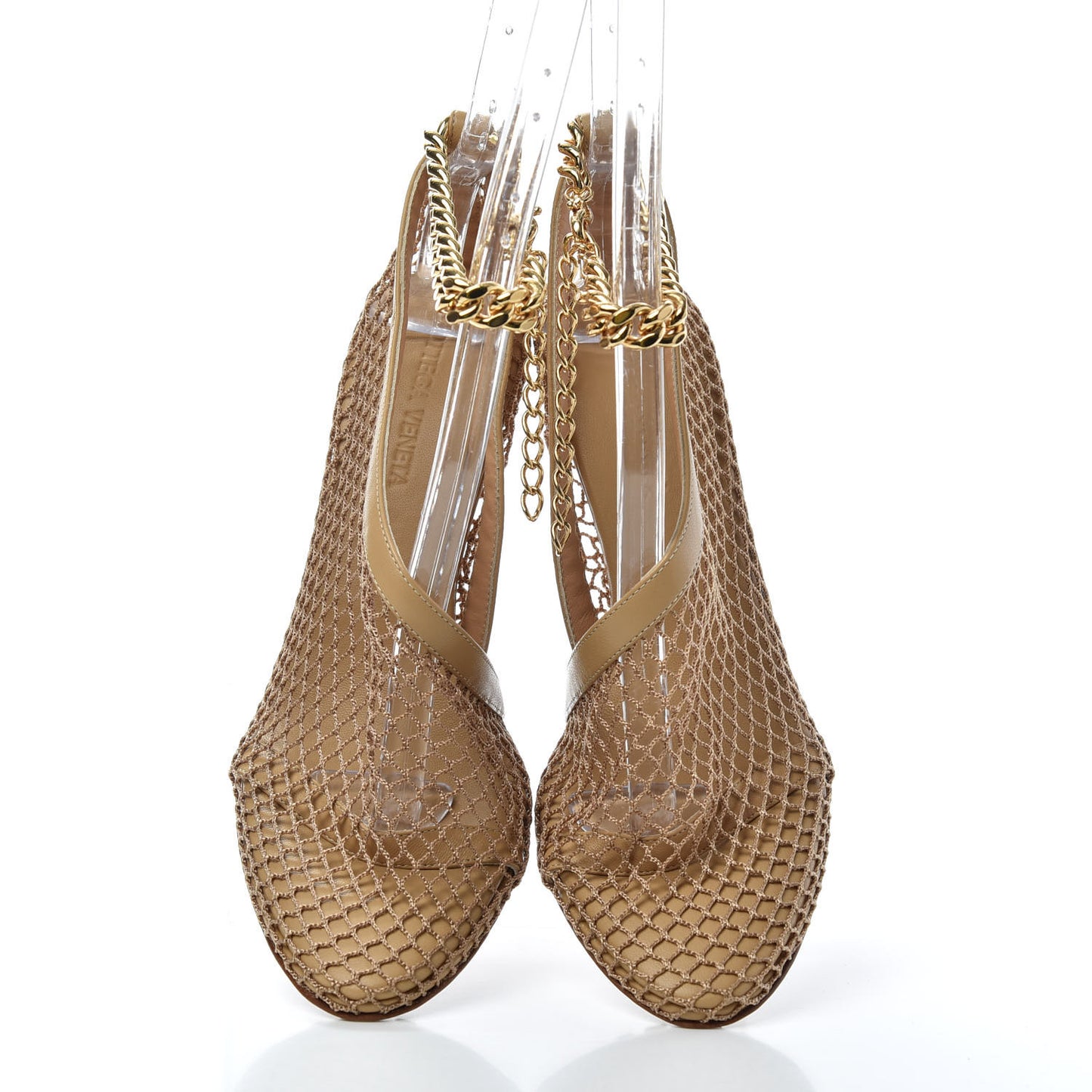 Mesh Nappa Chunky Chain Sandals 35 Beige Pony