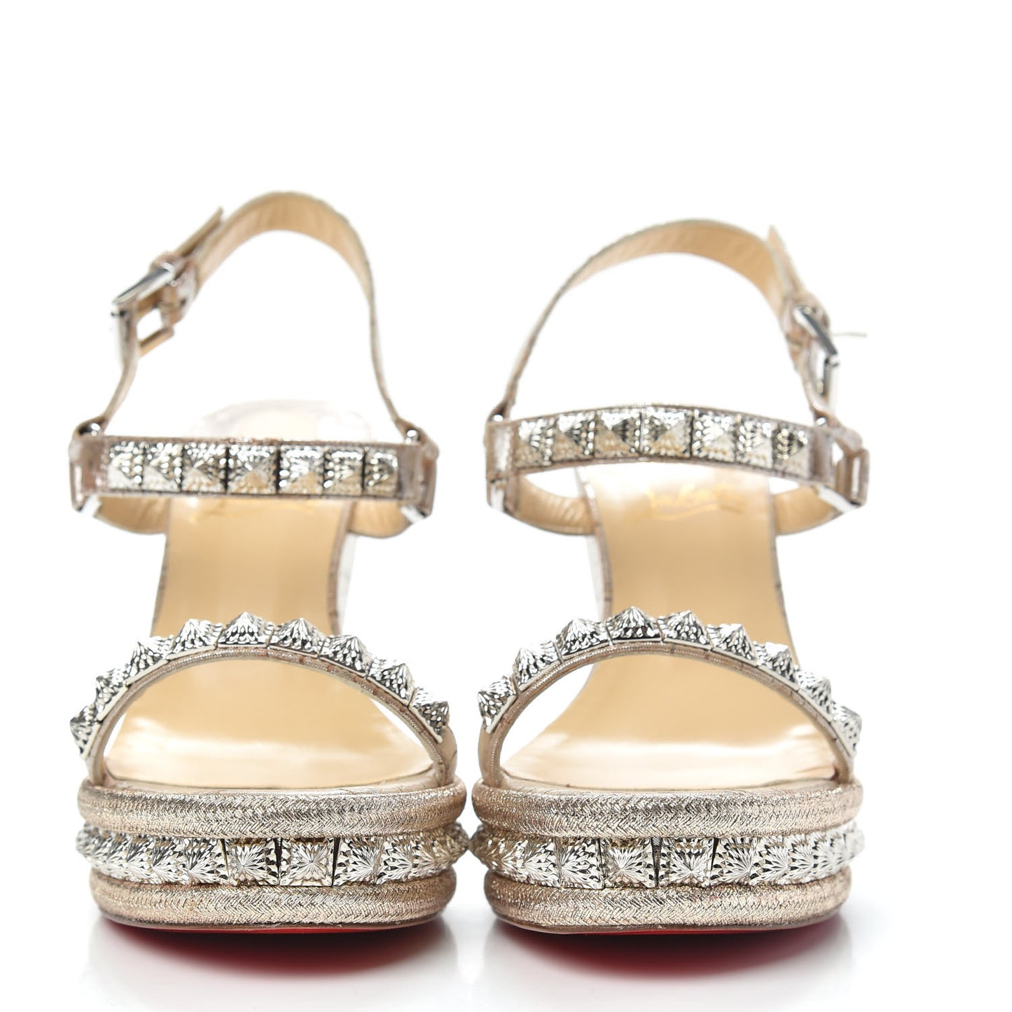 Cork Studded Pyradiams 110 Platform Sandals 38 Silver