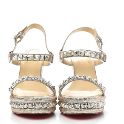 Christian Louboutin Cork Studded Pyradiams 110 Platform Sandals 38 Silver 2 of 8
