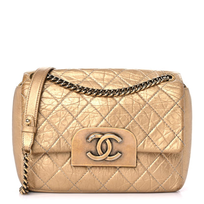 Chanel Metallic Aged Calfskin Quilted CC Square Flap Light Gold 1 of 33